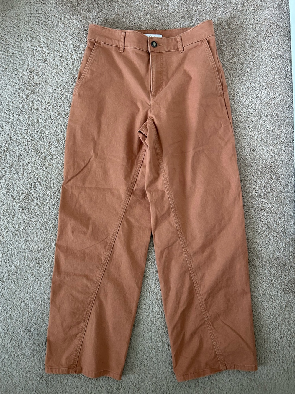 Loft High-Rise Wide Leg Cropped Ankle Curved Wrap Seam Utility Pant Terracotta